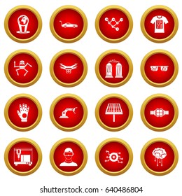 New technologies icon red circle set isolated on white background