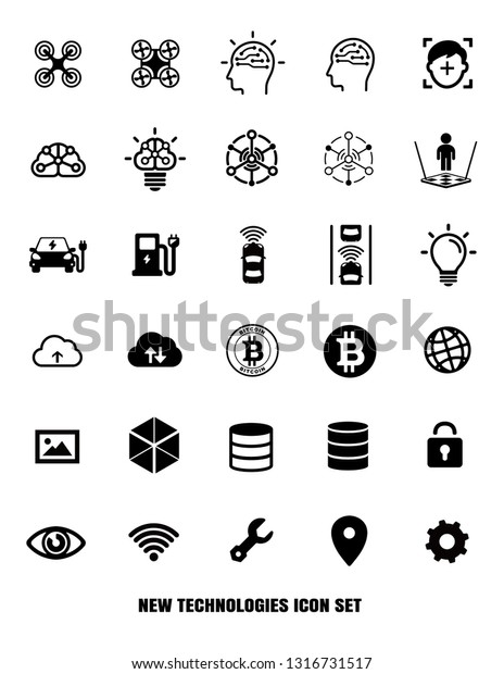 New technologies icon set ( AI/  IoT/drone/ \
AR/ bitcoin/ driverless car etc.)\
