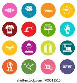 New technologies icons many colors set isolated on white for digital marketing