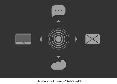New technologies, image on the interactive screen. Computer techologies. Communications.