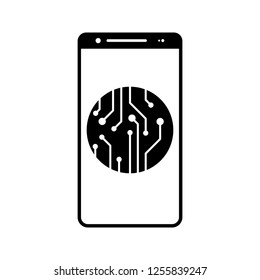 new technology, circuit, smartphone, chip realistic icon