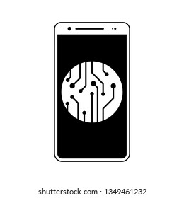 new technology, circuit, smartphone, chip icon. Element of fingerprint for mobile concept and web apps icon. Glyph, flat icon for website design and development, app development