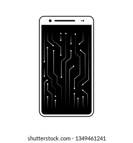 new technology, circuit, smartphone icon. Element of fingerprint for mobile concept and web apps icon. Glyph, flat icon for website design and development, app development