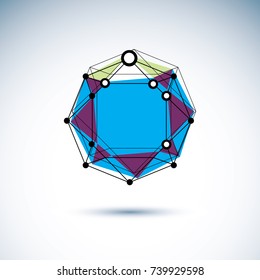 New technology emblem. Abstract vector 3D geometric low poly object, digital science theme illustration.