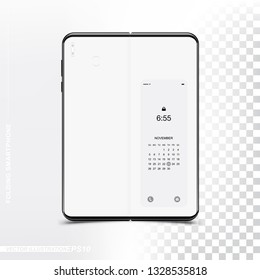 New technology, folding smartphone with a flexible screen. Mockup back side phone for your design template