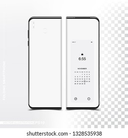 New technology, folding smartphone with a flexible screen. Mockup back side phone for your design template