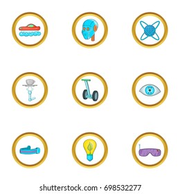 New technology icon set. Cartoon style set of 9 new technology vector icons for web isolated on white background
