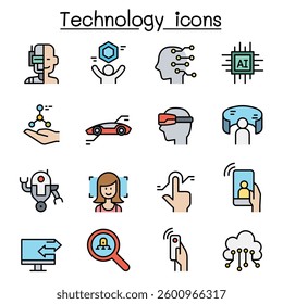 New Technology icon set in colorline style