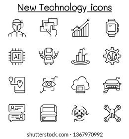 New technology icon set in thin line style
