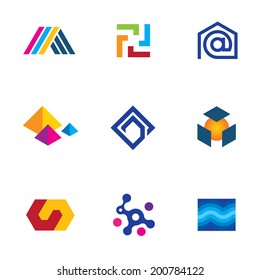 New Technology Innovative Company App Future Network Logo Icon Set