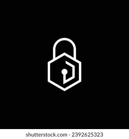New technology lock program science material key hole vector logo icon for security agency