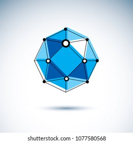 New technology logo. Abstract vector geometric form, 3D shape science theme illustration.