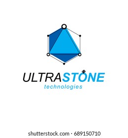 New technology logo. Tech abstract shape, vector polygonal figure.