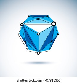 New technology logotype. 3D origami abstract mesh object, vector design element.