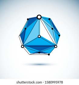 New technology logotype. Abstract vector 3D mesh polygonal object, science theme illustration.