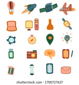  Nueva tecnología. Conjunto de tecnología de iconos en fondo blanco. Diseño vectorial de ilustración.