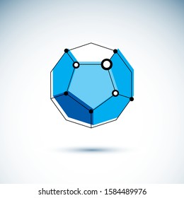New technology symbol. Abstract 3D polygonal wireframe object, vector geometric low poly design element.