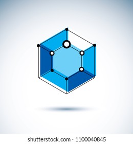 New technology symbol. Abstract geometric 3D wireframe object, vector illustration.