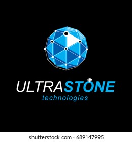New technology symbol. Abstract three-dimensional shape, vector design element.