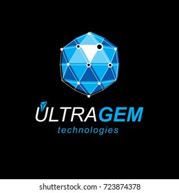 New technology symbol. Abstract vector 3D geometric low poly object, digital science theme illustration.