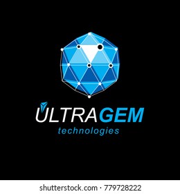 New technology symbol. Abstract vector 3D geometric low poly object, digital science theme illustration.
