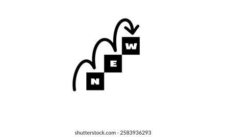new technology, symbol, black isolated silhouette
