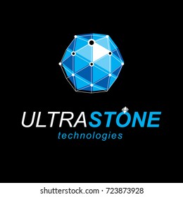 New technology symbol. Vector abstract 3D mesh object, design element technology low poly template. 
