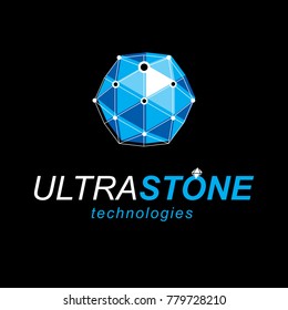 New technology symbol. Vector abstract 3D mesh object, design element technology low poly template. 