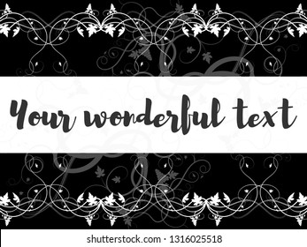 new template for text with weaving grapes on a black background