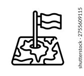 New Territory Line Icon, Outline Symbol for Market Entry, Regional Growth, Exploration Strategy, Mapping Discovery, and Expansion Plan. Vector Sign Icon.