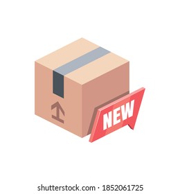 Neue Faltschachtel für das Etikett. Vector 3d isometrisch, Farbe Web-Symbole gesetzt, neue flache Stil. Kreative Illustration, Idee für Infografiken.