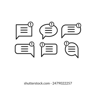 new text message with notification alert icons symbol vector design simple line black white color modern illustration sets