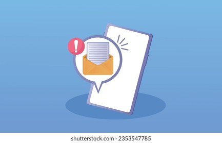 New text on the smartphone screen.on blue background.Vector Design Illustration.