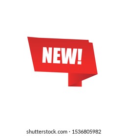 New text in red folded ribbon and shadow effect for sale logo vector and white background