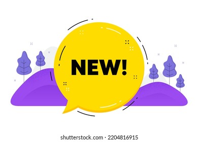 Nuevo texto. Globo de chat de burbuja de discursos. Signo de oferta especial. Nuevo símbolo de llegada. Mensaje de llegada de llamadas. Nube de diálogo de voz. Vector