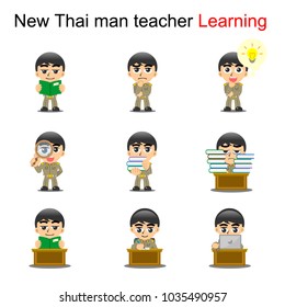 new thai man teacher learning vector