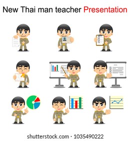 new thai man teacher presentation vector