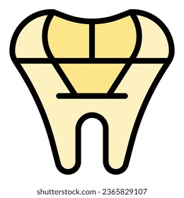 New tooth icon outline vector. Magic teeth. Stone glass color flat