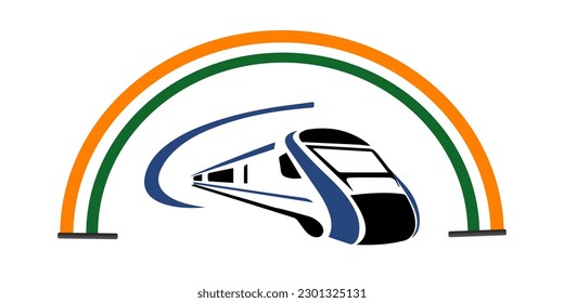 New Train In India Vande Bharat with indian flag in arc shape