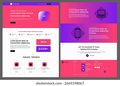 New trending website UI design template of NFT concept isolated on gray background - vector illustration