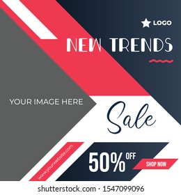 New trends post design with social media template to promote your brand and advertise on different social media channels. Show sale, offers and discount with these creative designs