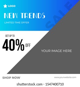 New trends post limited time offer social media template to promote your brand and advertise on different social media channels. Show sale, offers and discount with these creative designs