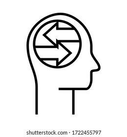 Nuevo vector de icono plano de moda dentro de la cabeza con la ilustración de símbolo de flecha.