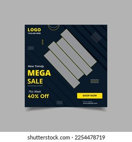 New trendy mega sale social media post template