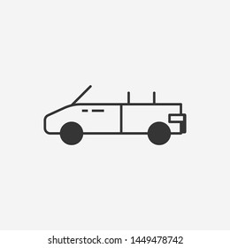 New trendy roofless convertible car vector icon.