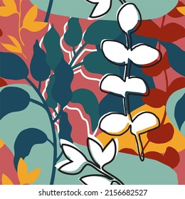 New trendy seamless pattern in botanical style . All patterns are vector, scalable, editable and high-resolution for web and print use.