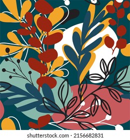 New trendy seamless pattern in botanical style . All patterns are vector, scalable, editable and high-resolution for web and print use.