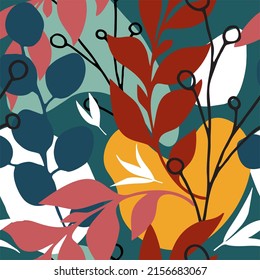 New trendy seamless pattern in botanical style . All patterns are vector, scalable, editable and high-resolution for web and print use.