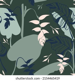New trendy seamless pattern in tropical style “Equatorial”. Patterns is vector, scalable, editable and high-resolution for web and print use.