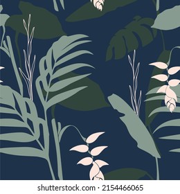 New trendy seamless pattern in tropical style “Equatorial”. Patterns is vector, scalable, editable and high-resolution for web and print use.